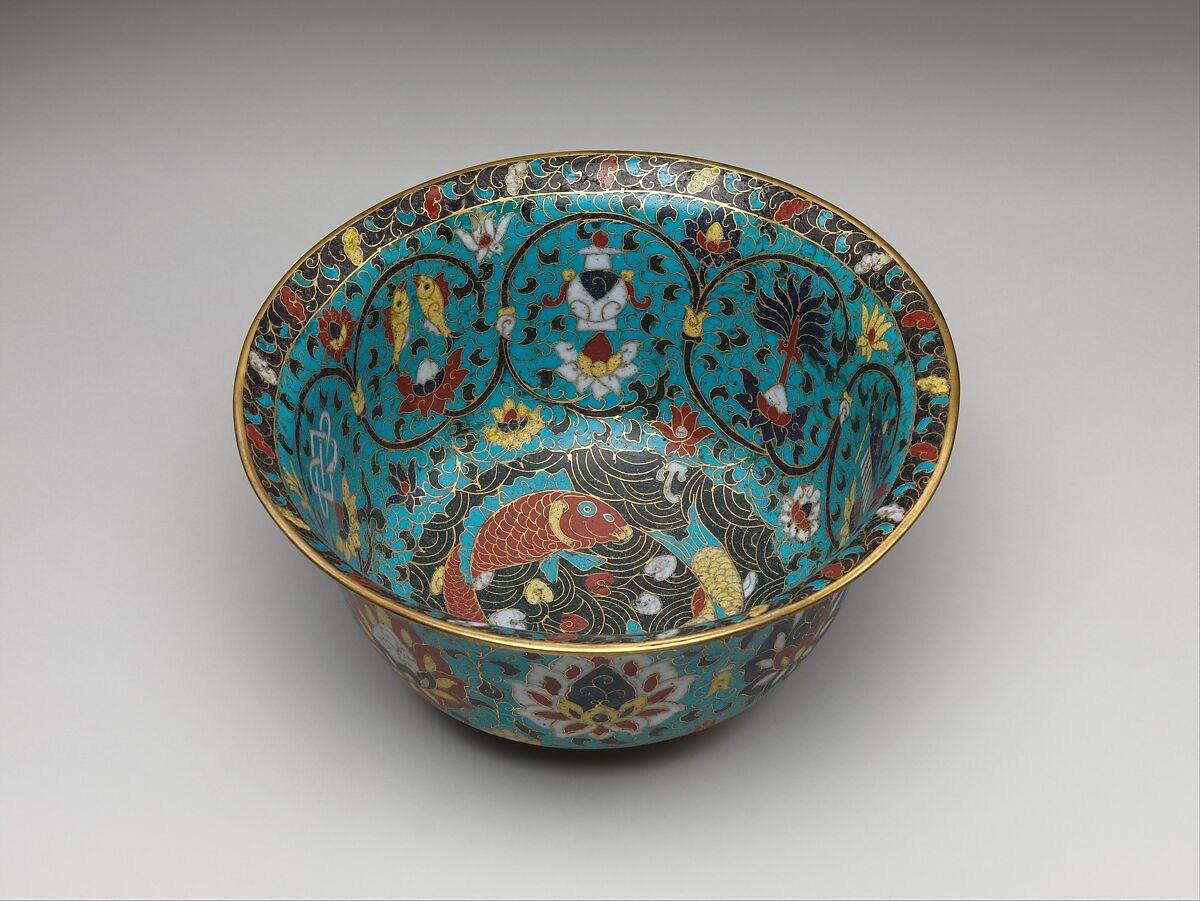 Bowl with the Eight Buddhist Treasures, Cloisonné enamel, China