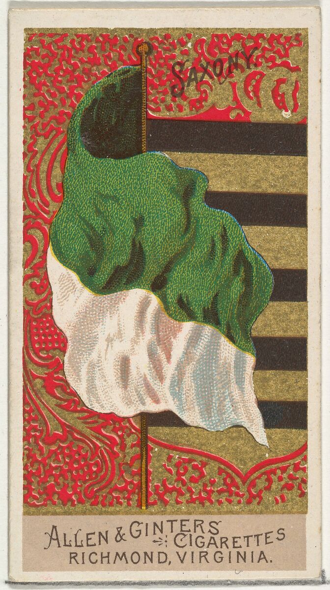 Saxony, from Flags of All Nations, Series 2 (N10) for Allen & Ginter Cigarettes Brands, Issued by Allen &amp; Ginter (American, Richmond, Virginia), Commercial color lithograph 