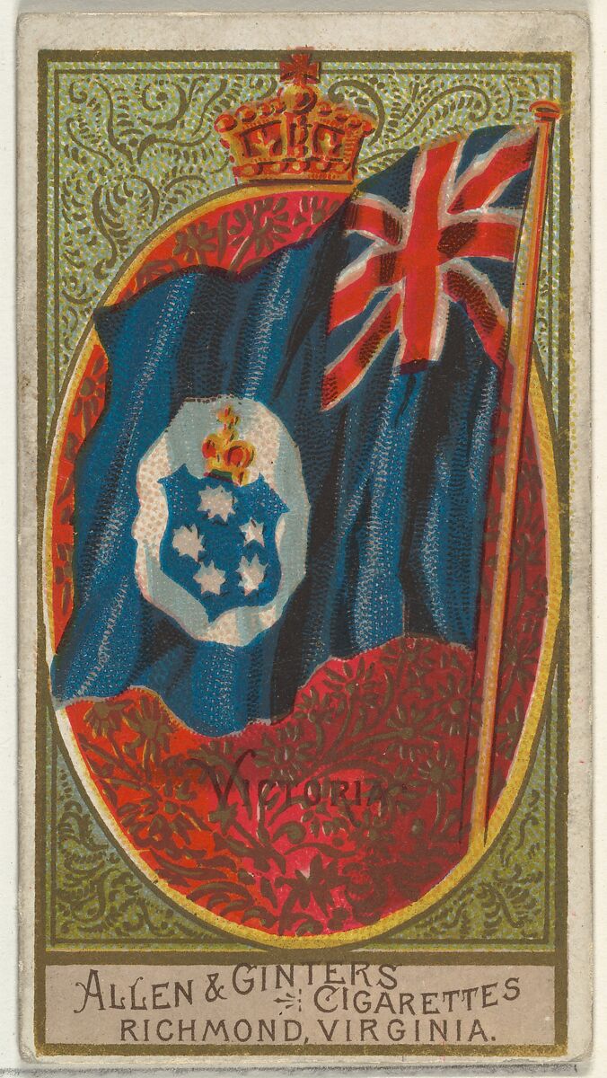 Victoria, from Flags of All Nations, Series 2 (N10) for Allen & Ginter Cigarettes Brands, Issued by Allen &amp; Ginter (American, Richmond, Virginia), Commercial color lithograph 