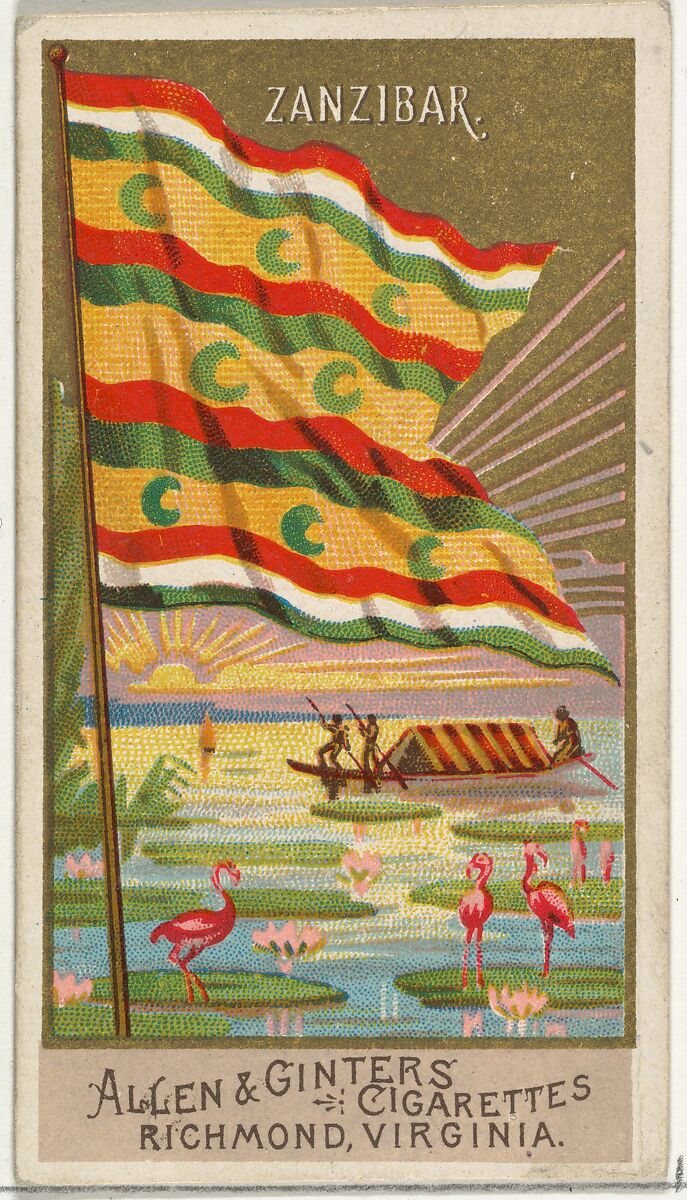 Zanzibar, from Flags of All Nations, Series 2 (N10) for Allen & Ginter Cigarettes Brands, Issued by Allen &amp; Ginter (American, Richmond, Virginia), Commercial color lithograph 