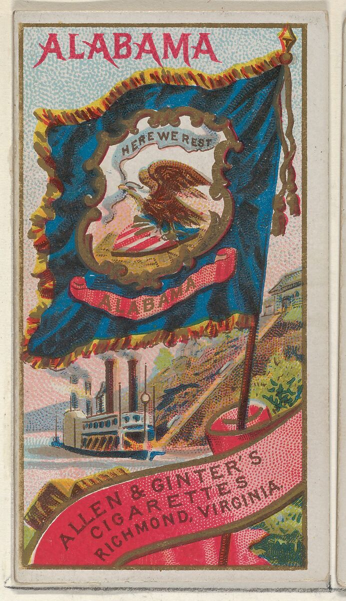 Alabama, from Flags of the States and Territories (N11) for Allen & Ginter Cigarettes Brands, Issued by Allen &amp; Ginter (American, Richmond, Virginia), Commercial color lithograph 