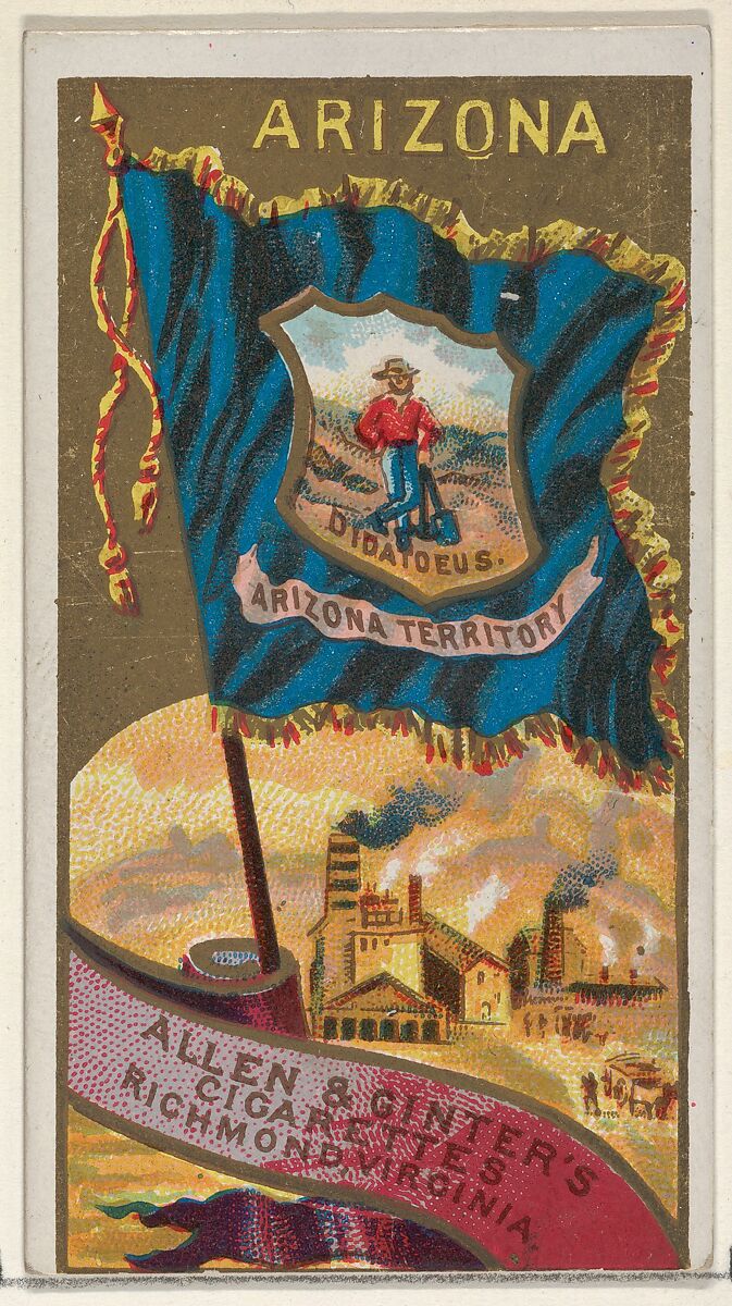 Arizona, from Flags of the States and Territories (N11) for Allen & Ginter Cigarettes Brands, Issued by Allen &amp; Ginter (American, Richmond, Virginia), Commercial color lithograph 