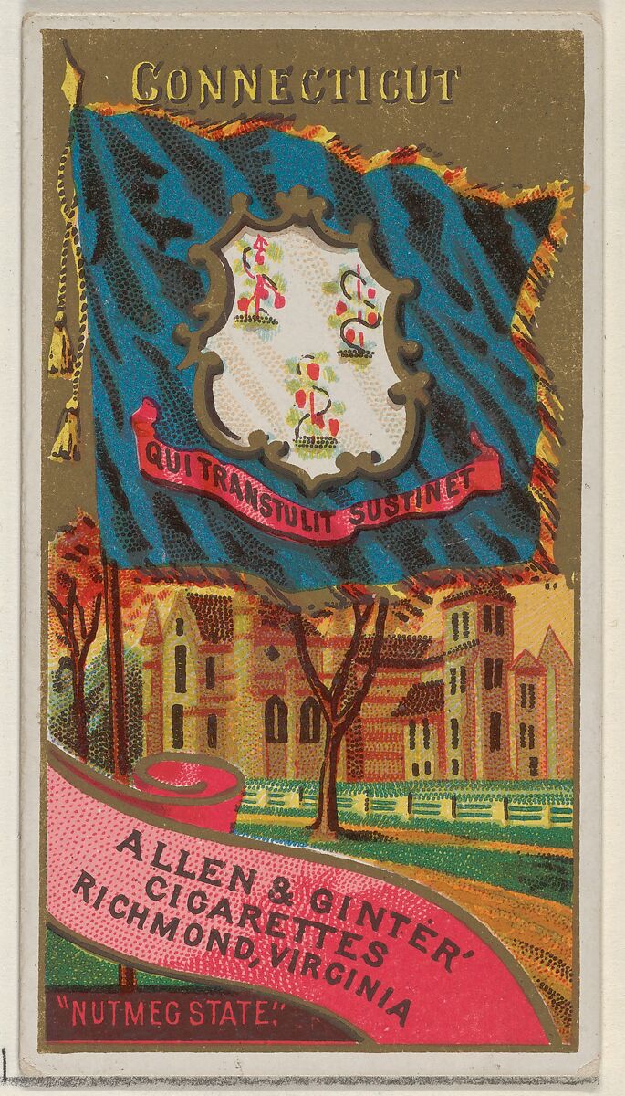 Connecticut, from Flags of the States and Territories (N11) for Allen & Ginter Cigarettes Brands, Issued by Allen &amp; Ginter (American, Richmond, Virginia), Commercial color lithograph 