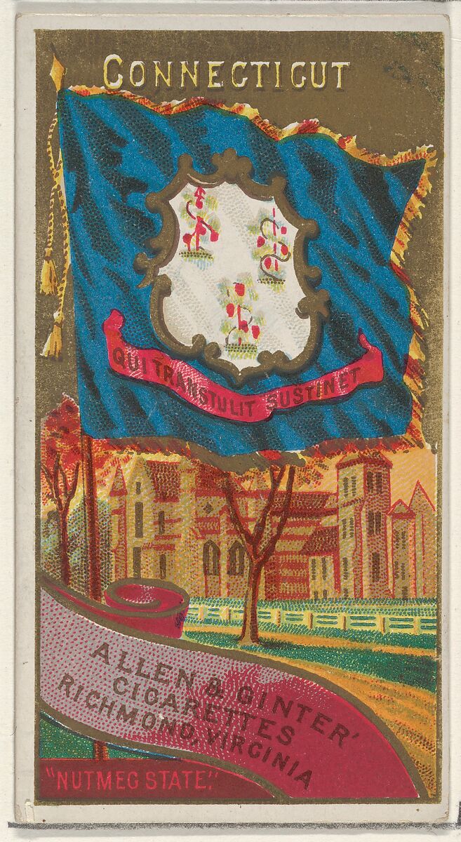 Connecticut, from Flags of the States and Territories (N11) for Allen & Ginter Cigarettes Brands, Issued by Allen &amp; Ginter (American, Richmond, Virginia), Commercial color lithograph 