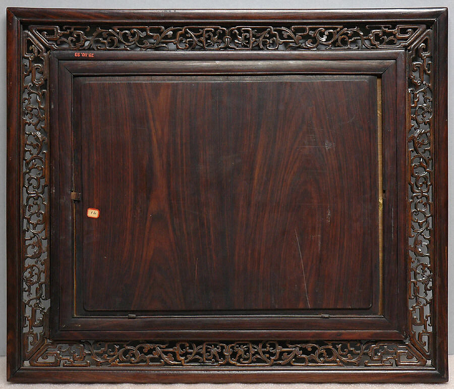 Panel with “hundred antiques”, Cloisonné enamel, jade, wood, China