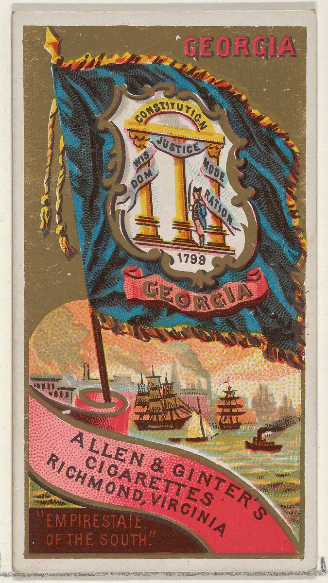 Georgia, from Flags of the States and Territories (N11) for Allen & Ginter Cigarettes Brands, Issued by Allen &amp; Ginter (American, Richmond, Virginia), Commercial color lithograph 