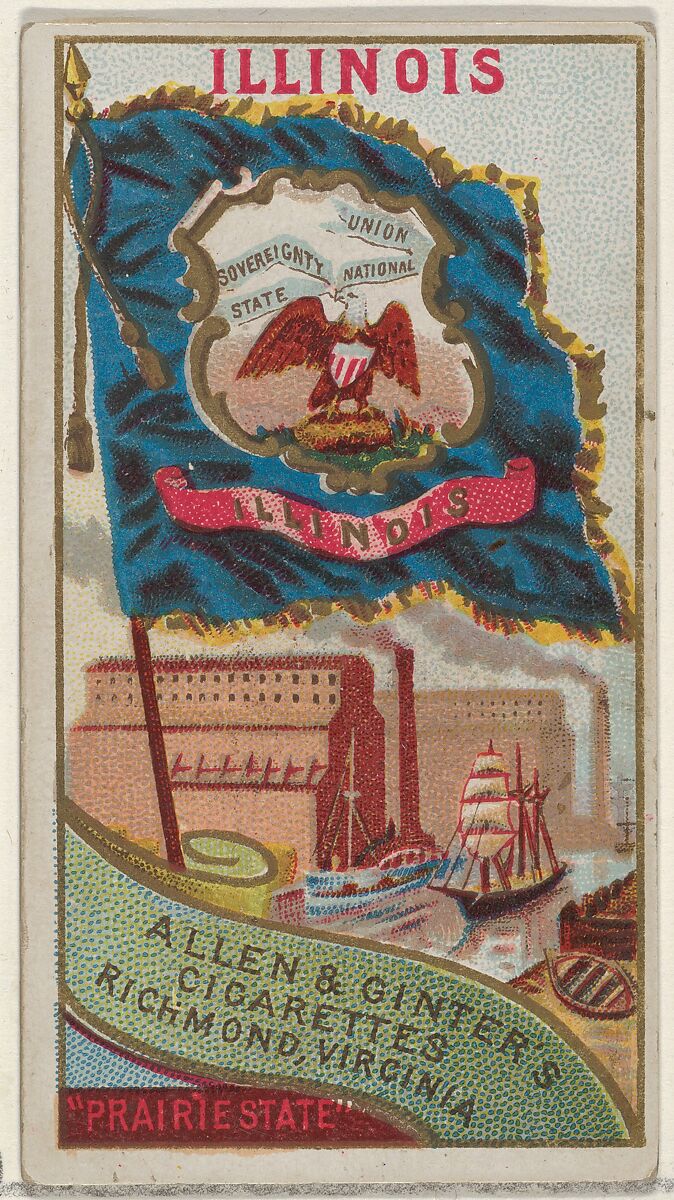 Illinois, from Flags of the States and Territories (N11) for Allen & Ginter Cigarettes Brands, Issued by Allen &amp; Ginter (American, Richmond, Virginia), Commercial color lithograph 