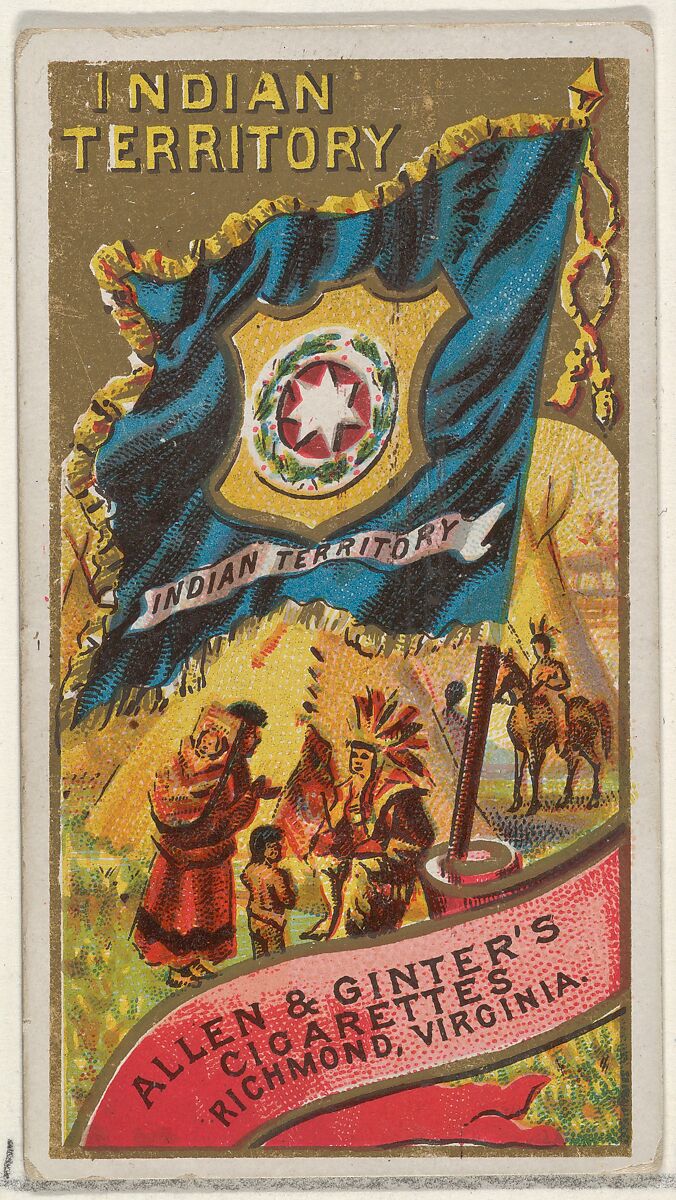 Indian Territory, from Flags of the States and Territories (N11) for Allen & Ginter Cigarettes Brands, Issued by Allen &amp; Ginter (American, Richmond, Virginia), Commercial color lithograph 
