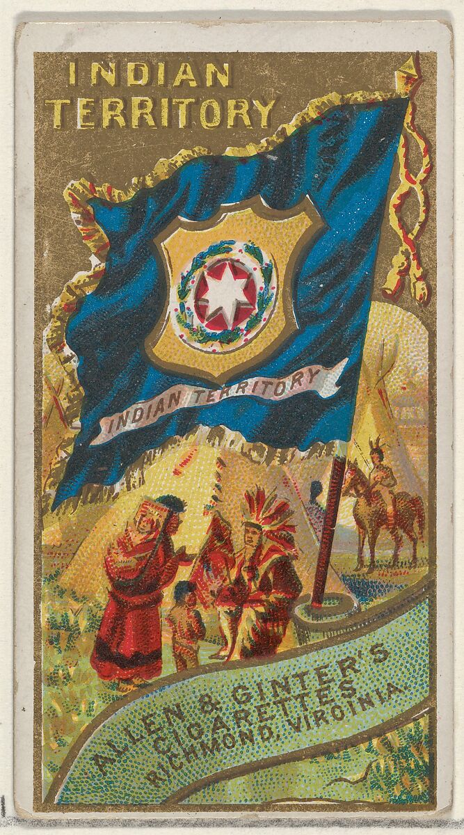 Indian Territory, from Flags of the States and Territories (N11) for Allen & Ginter Cigarettes Brands, Issued by Allen &amp; Ginter (American, Richmond, Virginia), Commercial color lithograph 