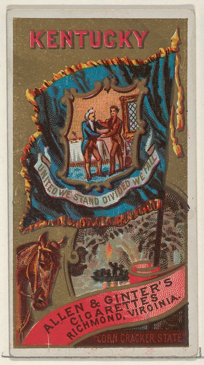 Kentucky, from Flags of the States and Territories (N11) for Allen & Ginter Cigarettes Brands, Issued by Allen &amp; Ginter (American, Richmond, Virginia), Commercial color lithograph 