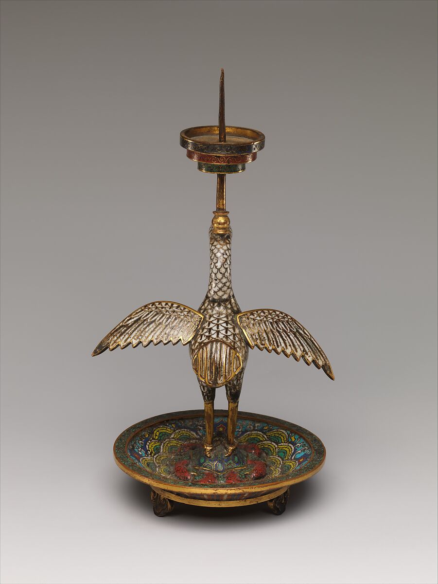 Candlestick (one of a pair), Cloisonné enamel, China
