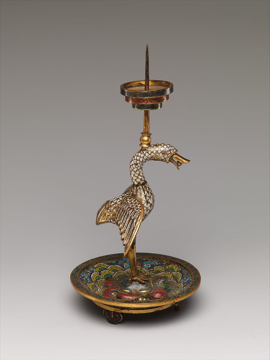 Candlestick (one of a pair), Cloisonné enamel, China