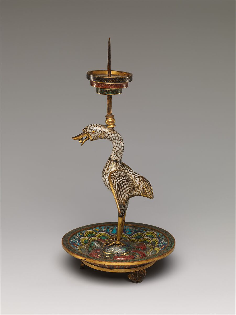 Candlestick (one of a pair), Cloisonné enamel, China 