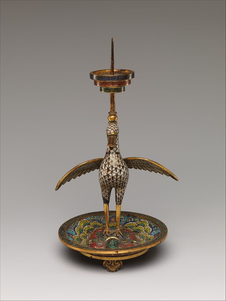 Candlestick (one of a pair), Cloisonné enamel, China
