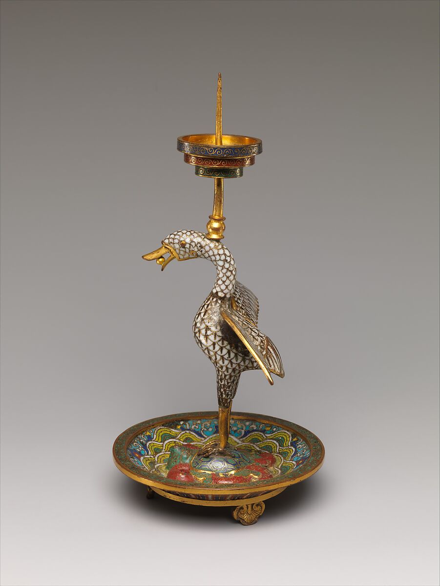 Candlestick (one of a pair), Cloisonné enamel, China