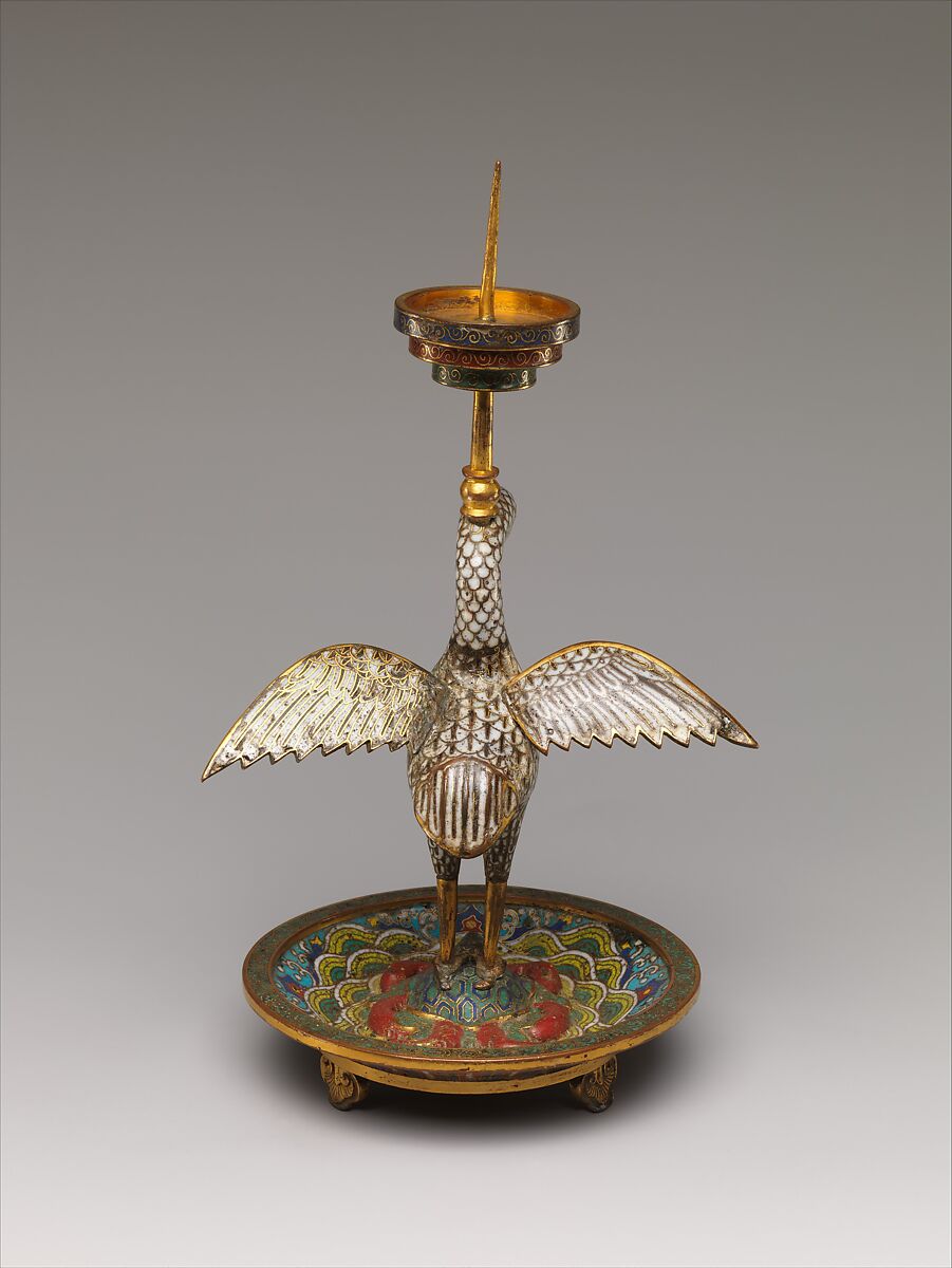 Candlestick (one of a pair), Cloisonné enamel, China
