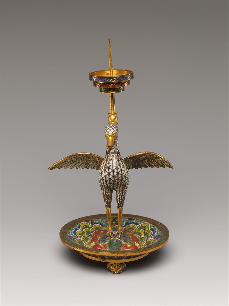 Candlestick (one of a pair), Cloisonné enamel, China 