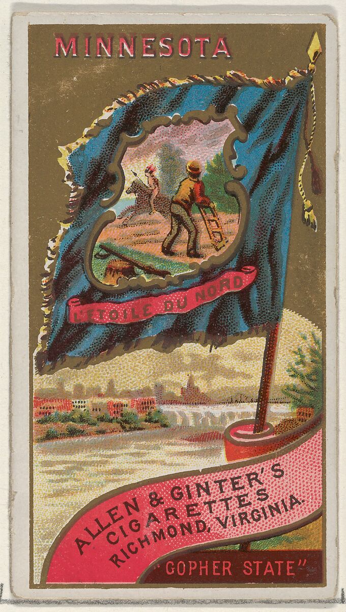 Minnesota, from Flags of the States and Territories (N11) for Allen & Ginter Cigarettes Brands, Issued by Allen &amp; Ginter (American, Richmond, Virginia), Commercial color lithograph 