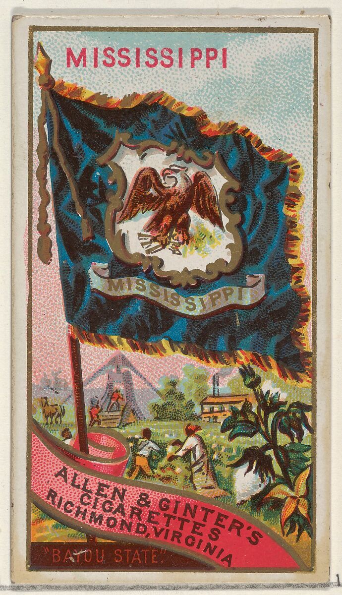 Mississippi, from Flags of the States and Territories (N11) for Allen & Ginter Cigarettes Brands, Issued by Allen &amp; Ginter (American, Richmond, Virginia), Commercial color lithograph 