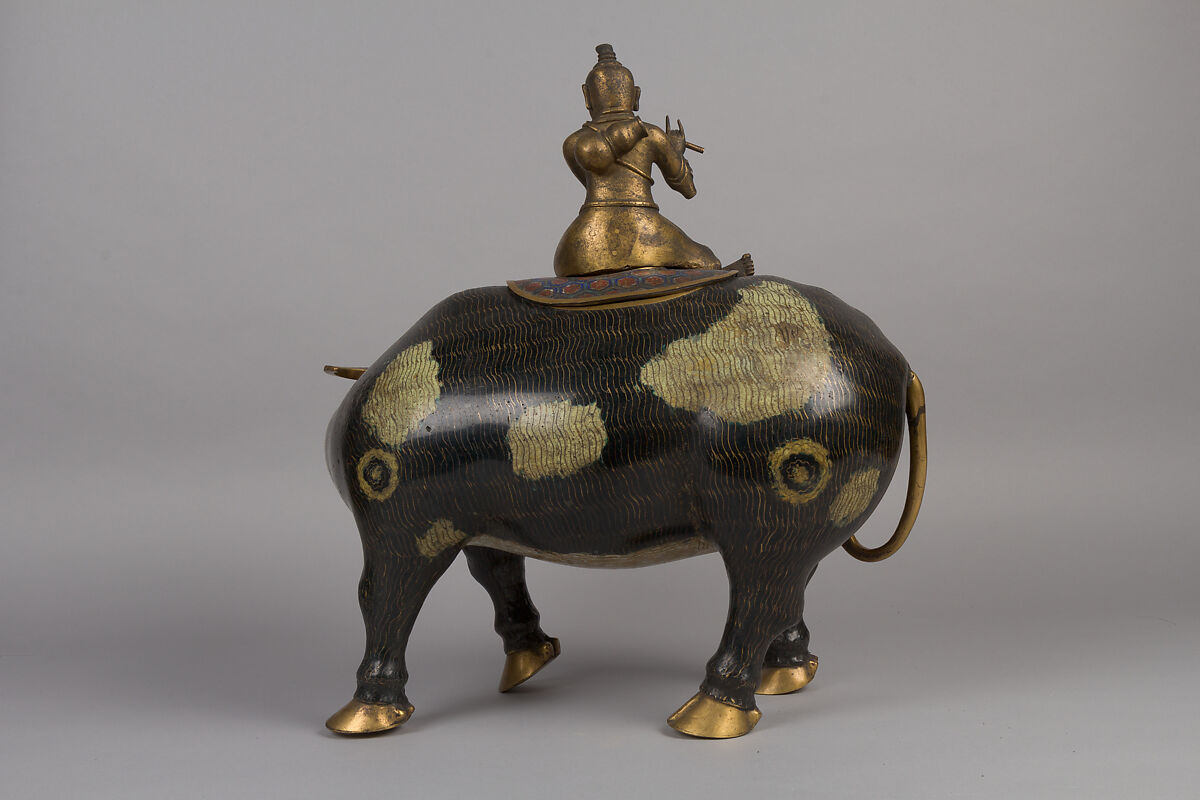 Herdboy with water buffalo, Cloisonné enamel, gilt copper alloy, China