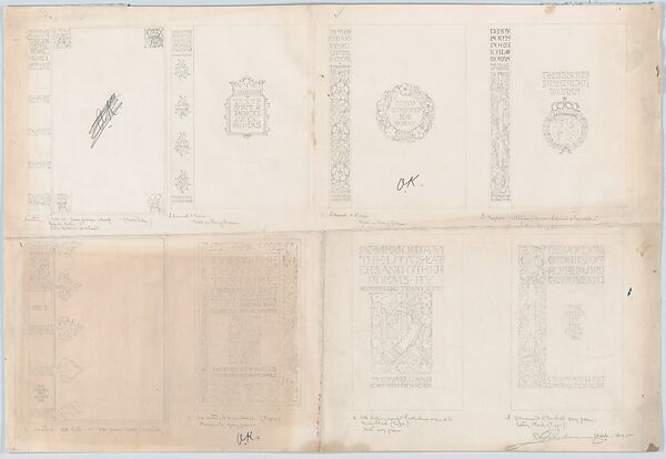 Cover Designs for an edition of Tennyson's Poems, published by Thomas Y. Crowell, Bertram Goodhue (American, Pomfret, Connecticut 1869–1924 New York), Graphite 