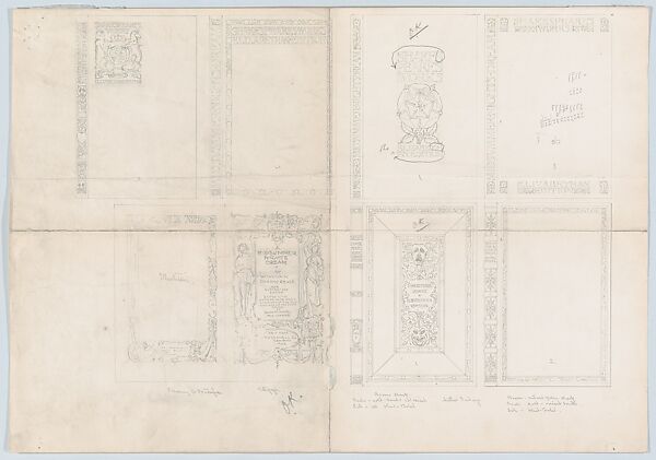 Cover Designs for the Elizabethan Edition of Shakespeare's Works, published by Thomas Y. Crowell, Bertram Goodhue (American, Pomfret, Connecticut 1869–1924 New York), Graphite 