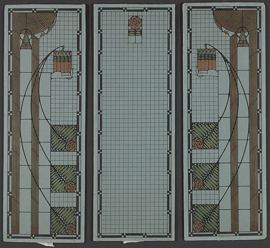Design for a three-part window in the style of Mackintosh