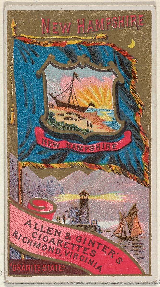 New Hampshire, from Flags of the States and Territories (N11) for Allen & Ginter Cigarettes Brands, Issued by Allen &amp; Ginter (American, Richmond, Virginia), Commercial color lithograph 