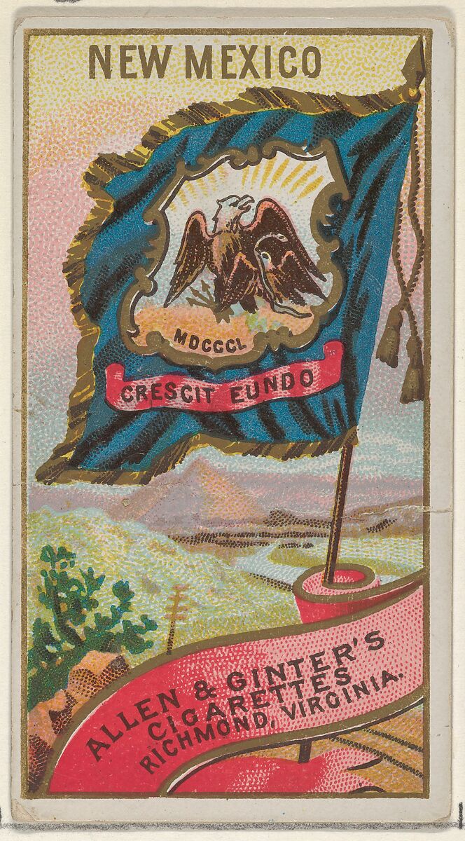 New Mexico, from Flags of the States and Territories (N11) for Allen & Ginter Cigarettes Brands, Issued by Allen &amp; Ginter (American, Richmond, Virginia), Commercial color lithograph 