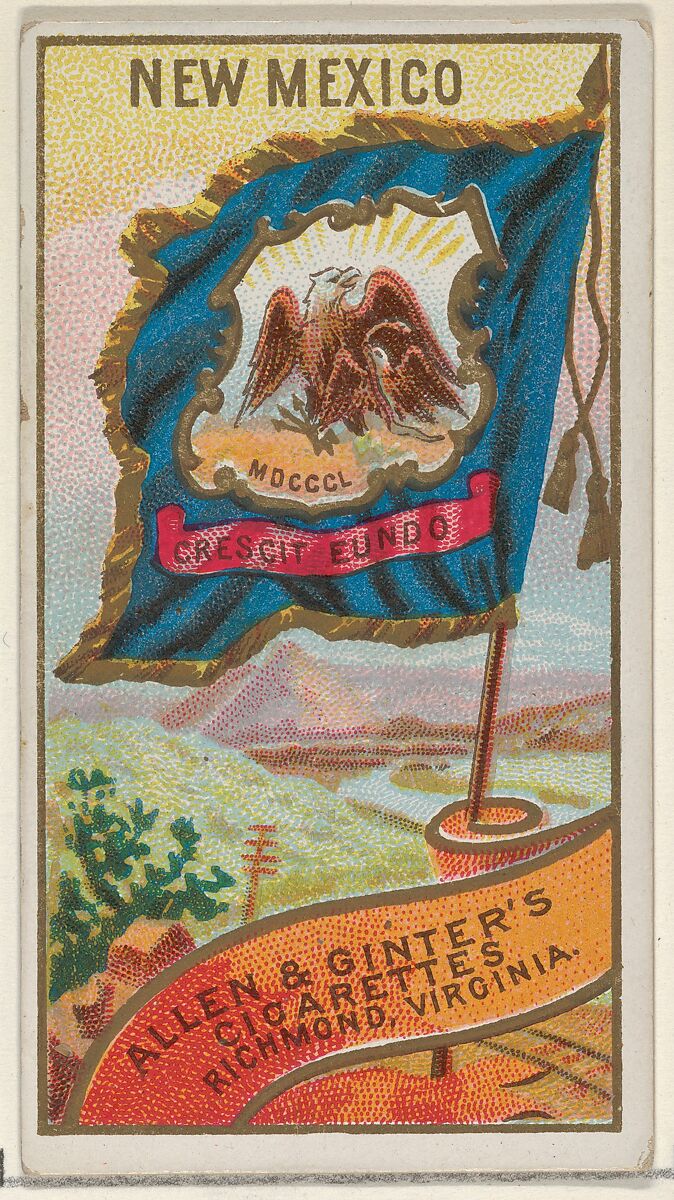 New Mexico, from Flags of the States and Territories (N11) for Allen & Ginter Cigarettes Brands, Issued by Allen &amp; Ginter (American, Richmond, Virginia), Commercial color lithograph 