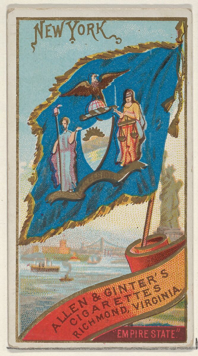 New York, from Flags of the States and Territories (N11) for Allen & Ginter Cigarettes Brands, Issued by Allen &amp; Ginter (American, Richmond, Virginia), Commercial color lithograph 