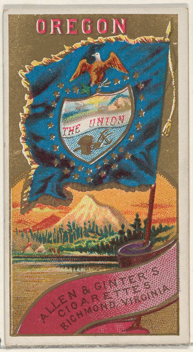 Oregon, from Flags of the States and Territories (N11) for Allen & Ginter Cigarettes Brands, Issued by Allen &amp; Ginter (American, Richmond, Virginia), Commercial color lithograph