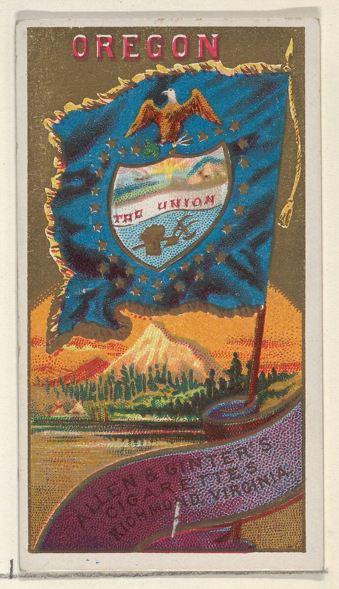 Oregon, from Flags of the States and Territories (N11) for Allen & Ginter Cigarettes Brands, Issued by Allen &amp; Ginter (American, Richmond, Virginia), Commercial color lithograph 