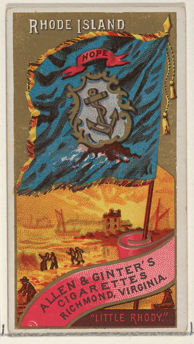 Rhode Island, from Flags of the States and Territories (N11) for Allen & Ginter Cigarettes Brands, Issued by Allen &amp; Ginter (American, Richmond, Virginia), Commercial color lithograph 