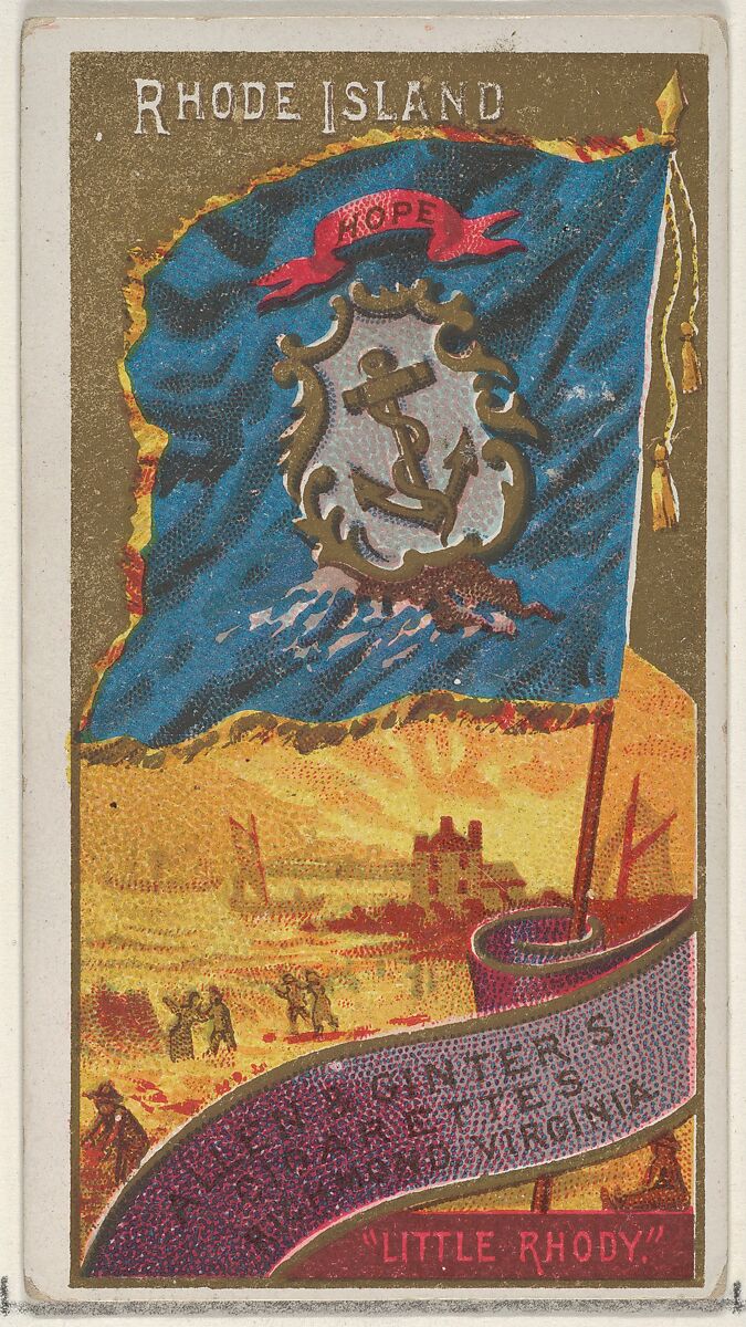 Rhode Island, from Flags of the States and Territories (N11) for Allen & Ginter Cigarettes Brands, Issued by Allen &amp; Ginter (American, Richmond, Virginia), Commercial color lithograph 