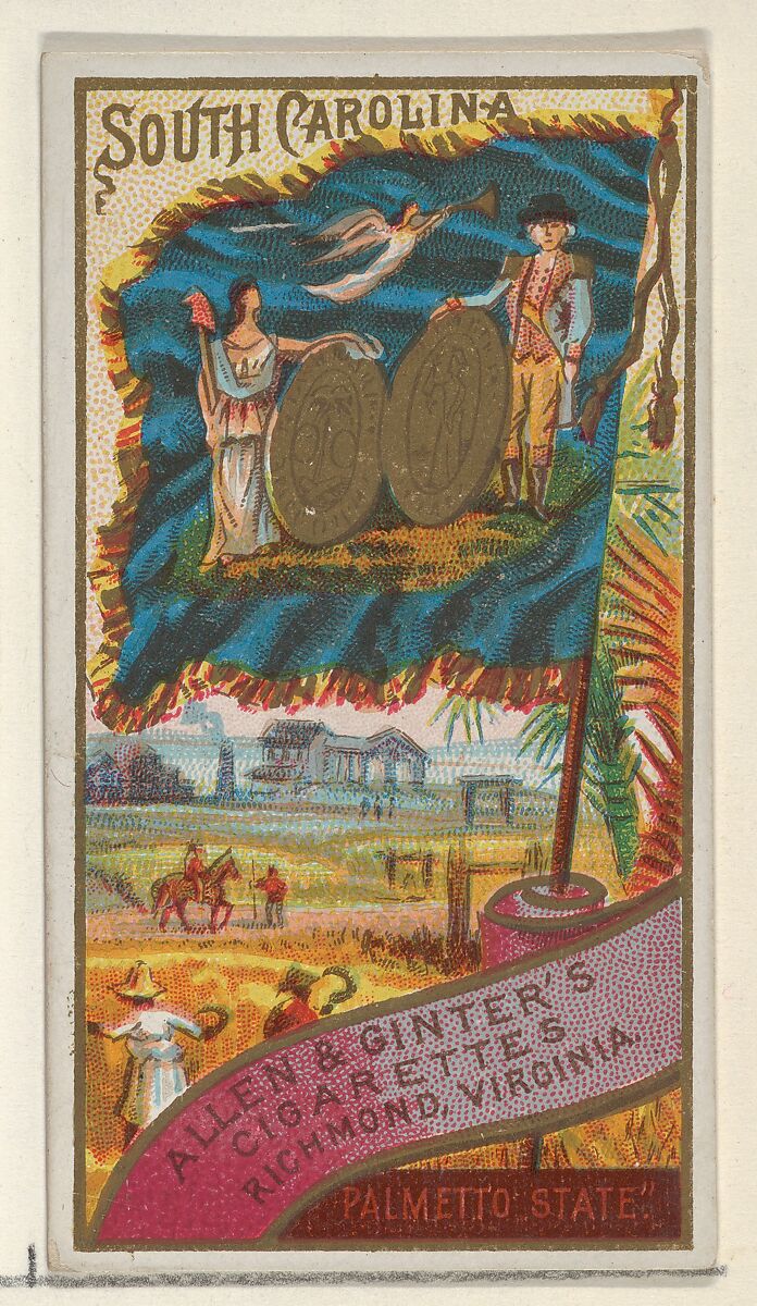 South Carolina, from Flags of the States and Territories (N11) for Allen & Ginter Cigarettes Brands, Issued by Allen &amp; Ginter (American, Richmond, Virginia), Commercial color lithograph 