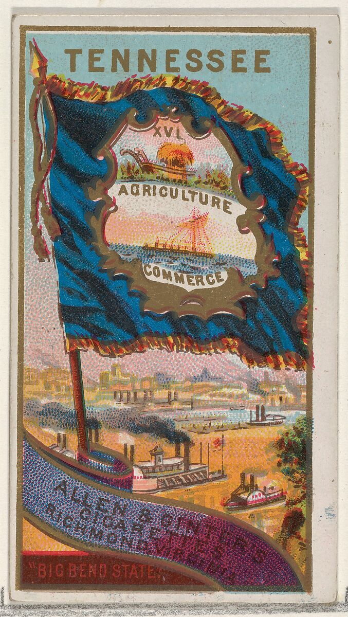 Tennessee, from Flags of the States and Territories (N11) for Allen & Ginter Cigarettes Brands, Issued by Allen &amp; Ginter (American, Richmond, Virginia), Commercial color lithograph 