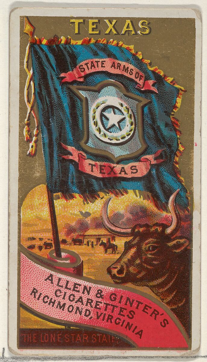 Texas, from Flags of the States and Territories (N11) for Allen & Ginter Cigarettes Brands, Issued by Allen &amp; Ginter (American, Richmond, Virginia), Commercial color lithograph