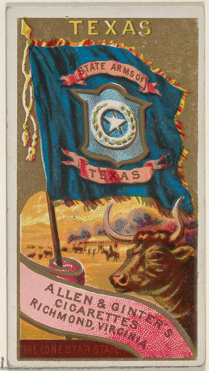 Texas, from Flags of the States and Territories (N11) for Allen & Ginter Cigarettes Brands, Issued by Allen &amp; Ginter (American, Richmond, Virginia), Commercial color lithograph 