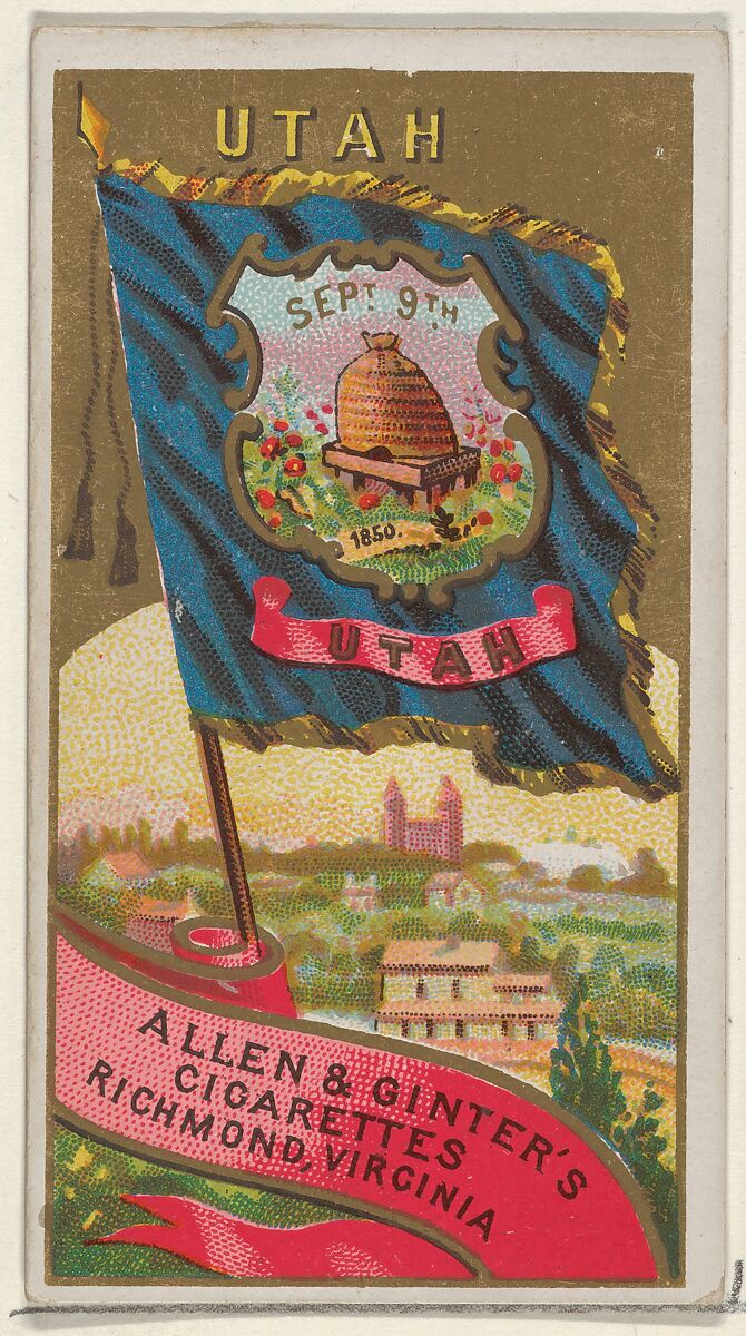 Utah, from Flags of the States and Territories (N11) for Allen & Ginter Cigarettes Brands, Issued by Allen &amp; Ginter (American, Richmond, Virginia), Commercial color lithograph 