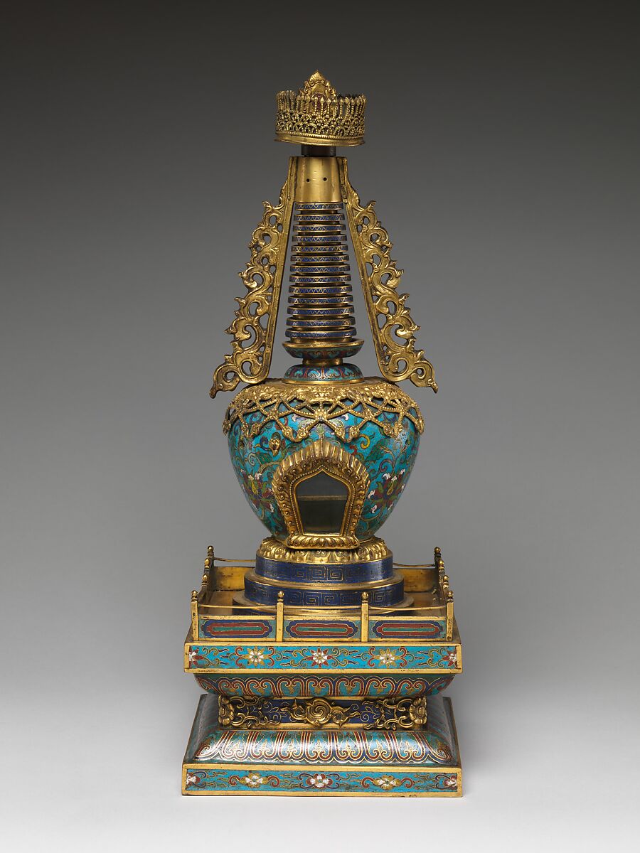 Reliquary, Cloisonné enamel and bronze, China 