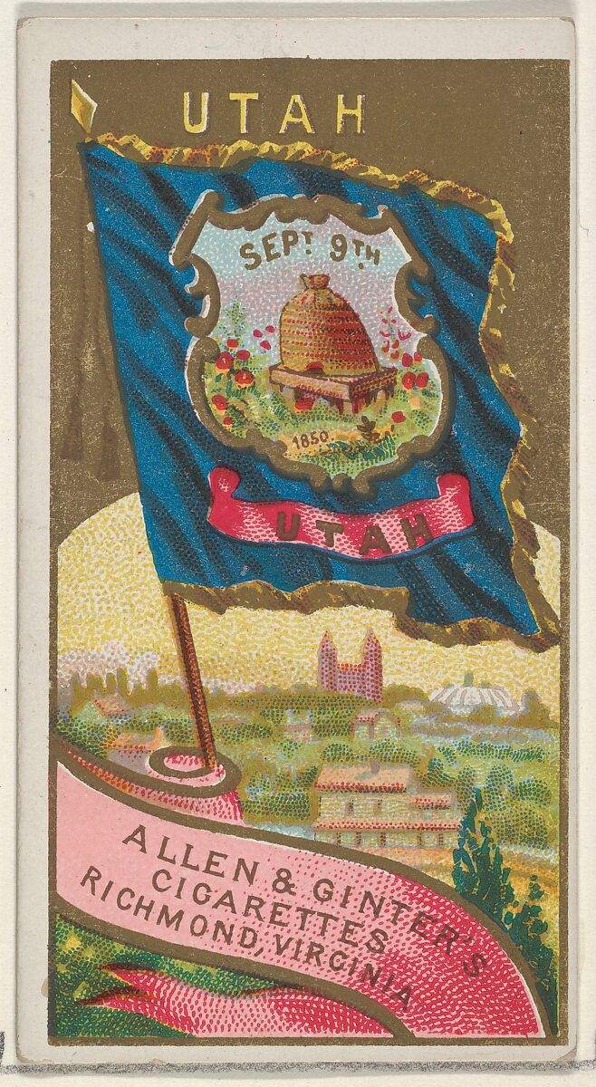 Utah, from Flags of the States and Territories (N11) for Allen & Ginter Cigarettes Brands, Issued by Allen &amp; Ginter (American, Richmond, Virginia), Commercial color lithograph 