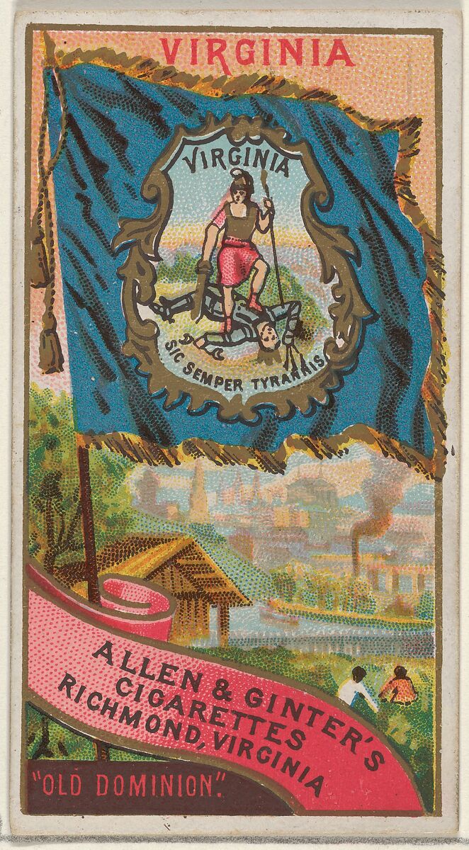 Virginia, from Flags of the States and Territories (N11) for Allen & Ginter Cigarettes Brands, Issued by Allen &amp; Ginter (American, Richmond, Virginia), Commercial color lithograph 
