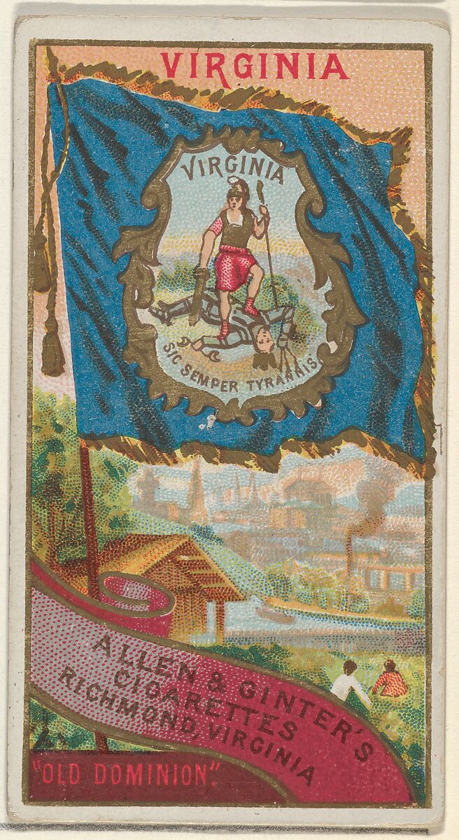 Virginia, from Flags of the States and Territories (N11) for Allen & Ginter Cigarettes Brands, Issued by Allen &amp; Ginter (American, Richmond, Virginia), Commercial color lithograph 