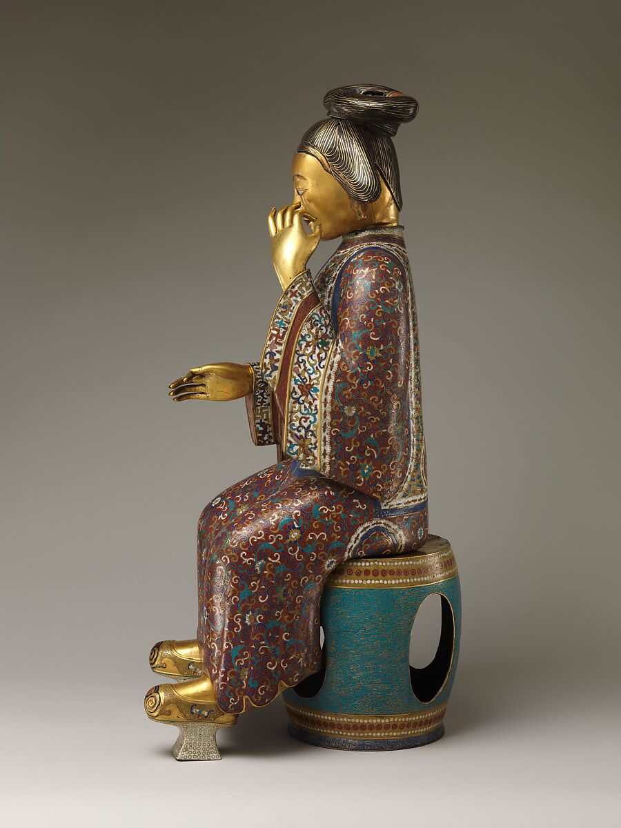 Seated Figure (one of a pair), Cloisonné enamel, China