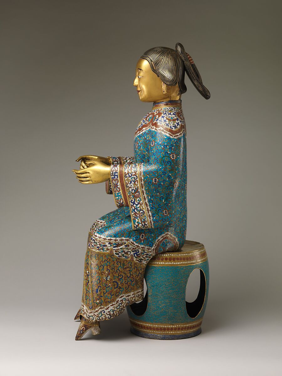 Seated Figure (one of a pair), Cloisonné enamel, China