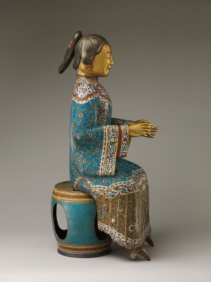 Seated Figure (one of a pair), Cloisonné enamel, China