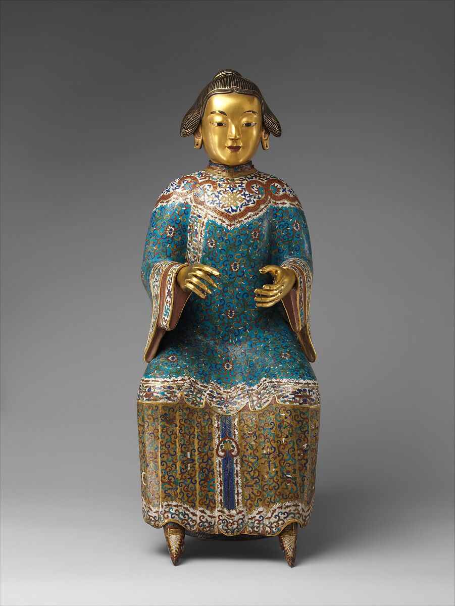 Seated Figure (one of a pair), Cloisonné enamel, China 