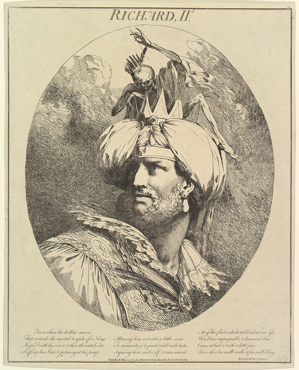 Richard II (from "Twelve Characters from Shakespeare"), Etched and published by John Hamilton Mortimer (British, Eastbourne 1740–1779 London), Etching 