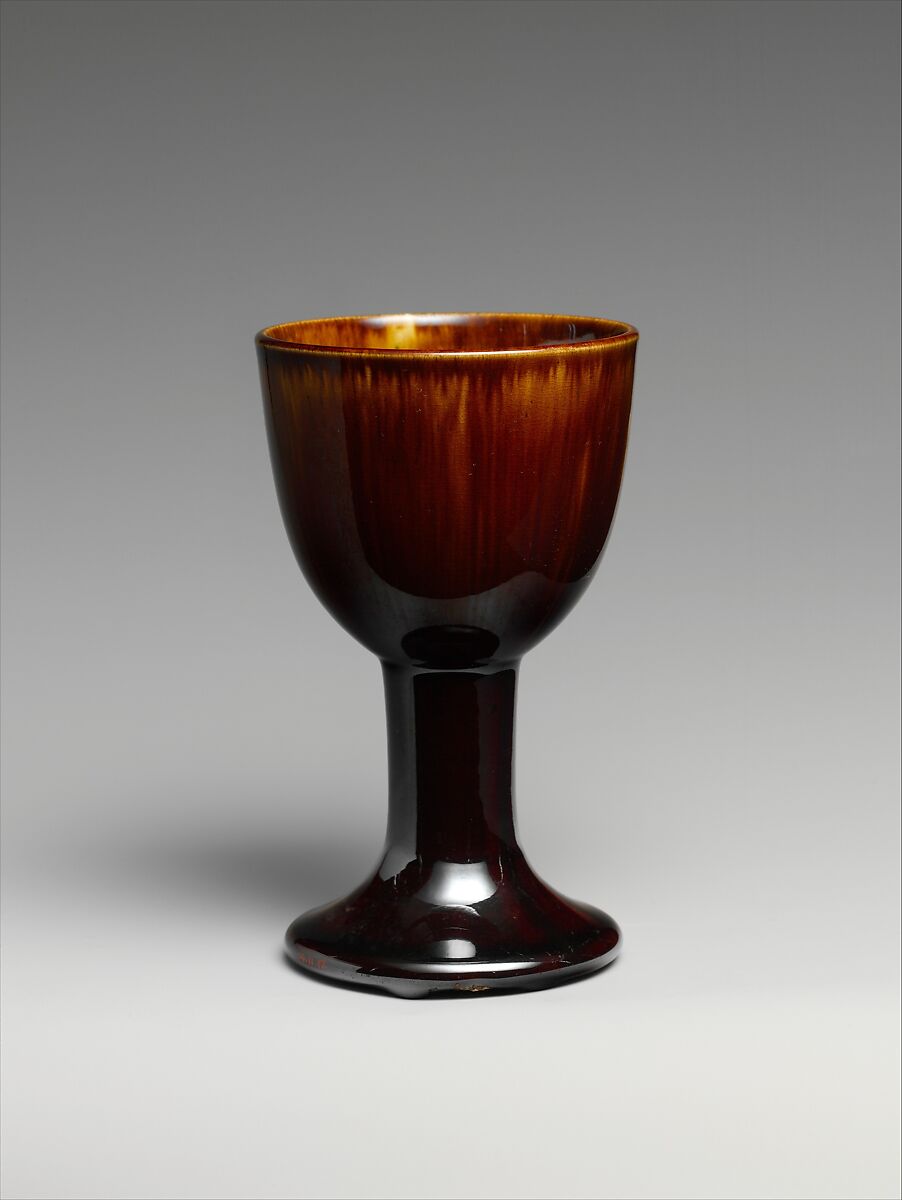 Goblet, Mottled brown earthenware, American 